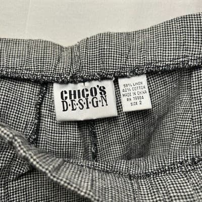 Chico's Design black and white houndstooth elastic-waist pants Size 2 - Thumbnail 3