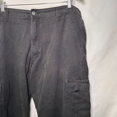 Wrangler Authentics Distressed Black Fleece-Lined Cargo Pants 36x30 - Thumbnail 3