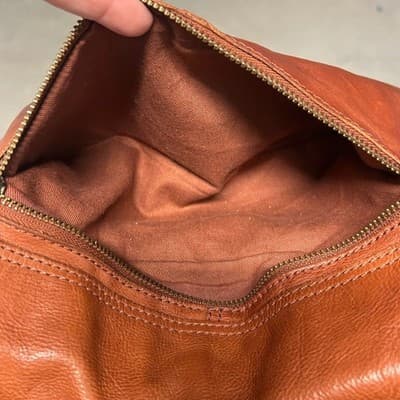 Genuine Leather Cognac-Colored Crossbody Bag - Thumbnail 5