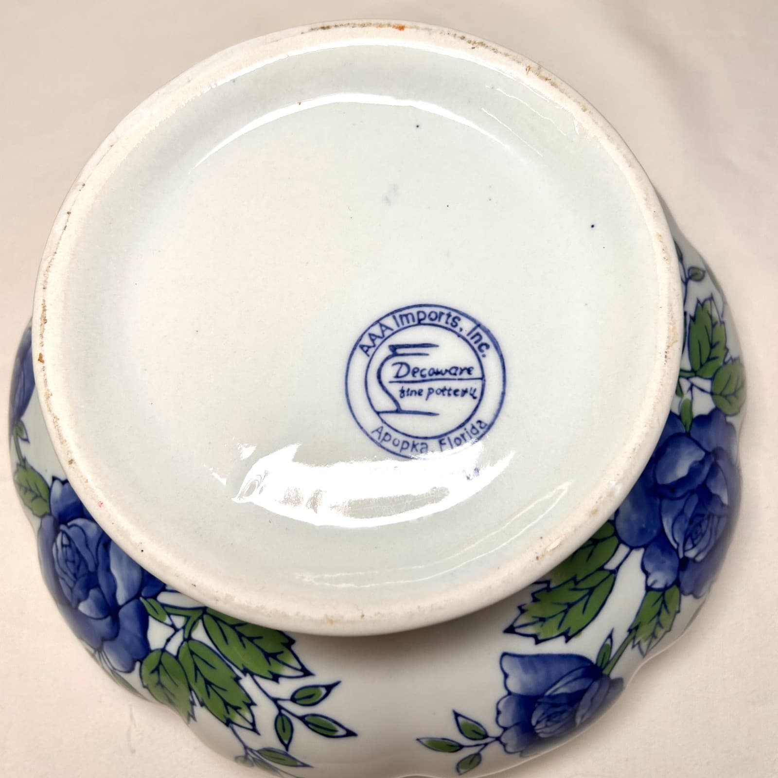 AAA Imports Decoware Pottery Footed Floral Planter/Fruit Bowl Scalloped Edge - Thumbnail 3