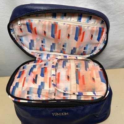 Yumi Kim Jetsetter navy blue makeup train case with trim - Flawed - Thumbnail 3