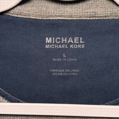 Michael Kors grey textured knit full-zip cardigan sweater Size L - Thumbnail 3