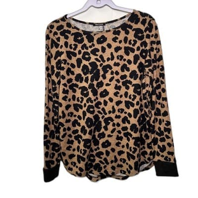Pink Clover Leopard Print Long Sleeve Tunic Top w/ Elbow Patches Size M Mobwife - Thumbnail 6