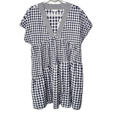 NWT Anthropologie 11.1. Tylho navy white tiered babydoll dress Cottagecore Small - Thumbnail 3