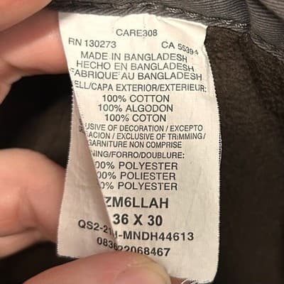 Wrangler Authentics Gray Fleece-Lined Cargo Pants 36x30 - Thumbnail 8