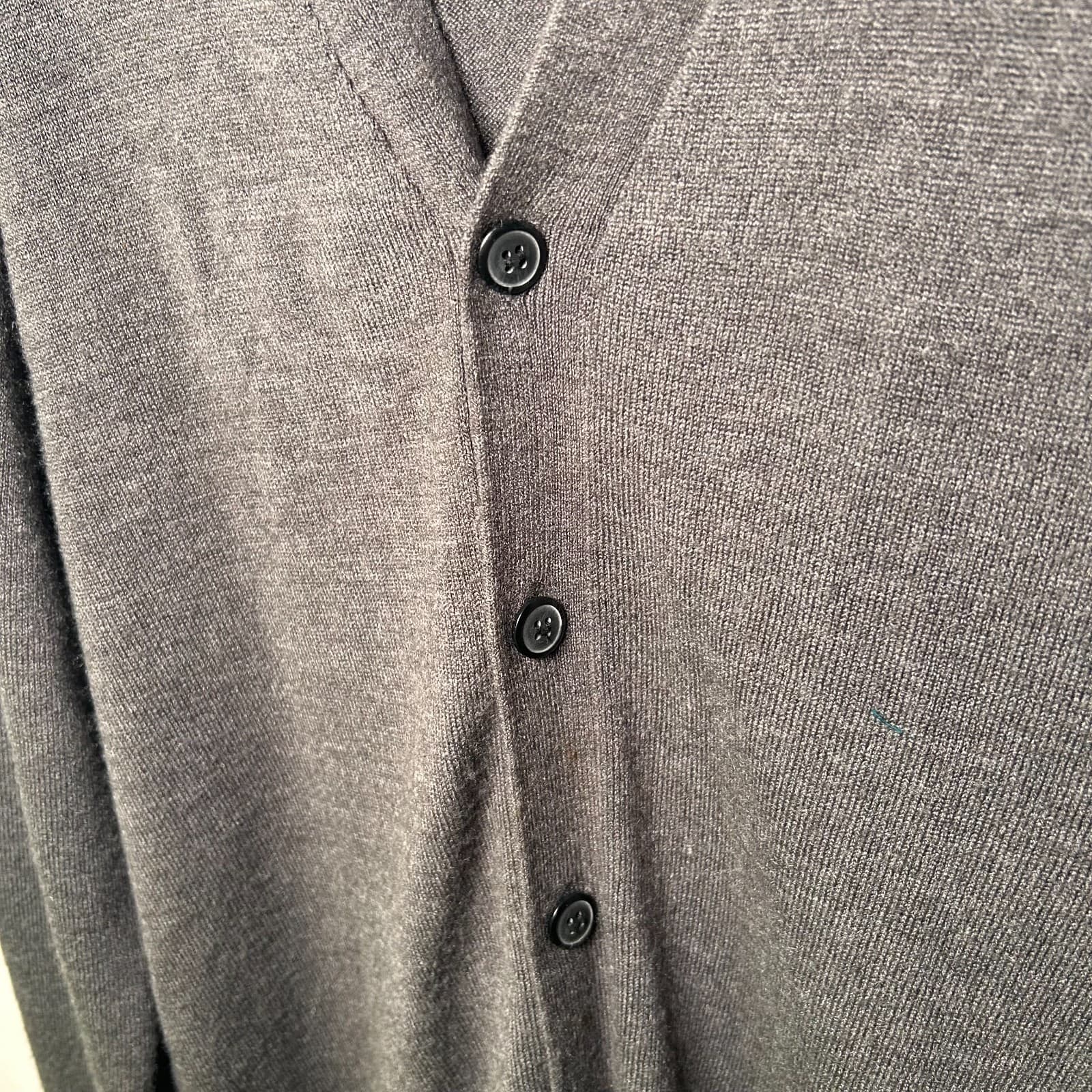 Oscar de la Renta Charcoal Gray Cardigan Grandpa Sweater Size L - Thumbnail 3