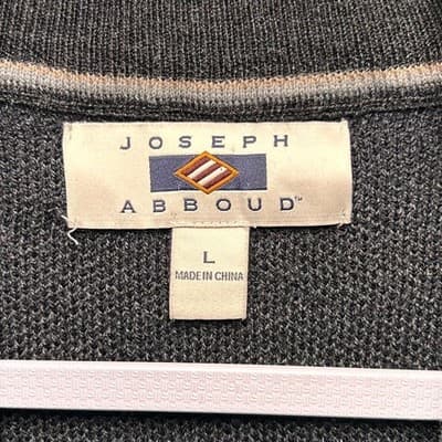 Joseph Abboud Navy Blue Full Zip Cardigan w/ Gray Trim Large - Thumbnail 4
