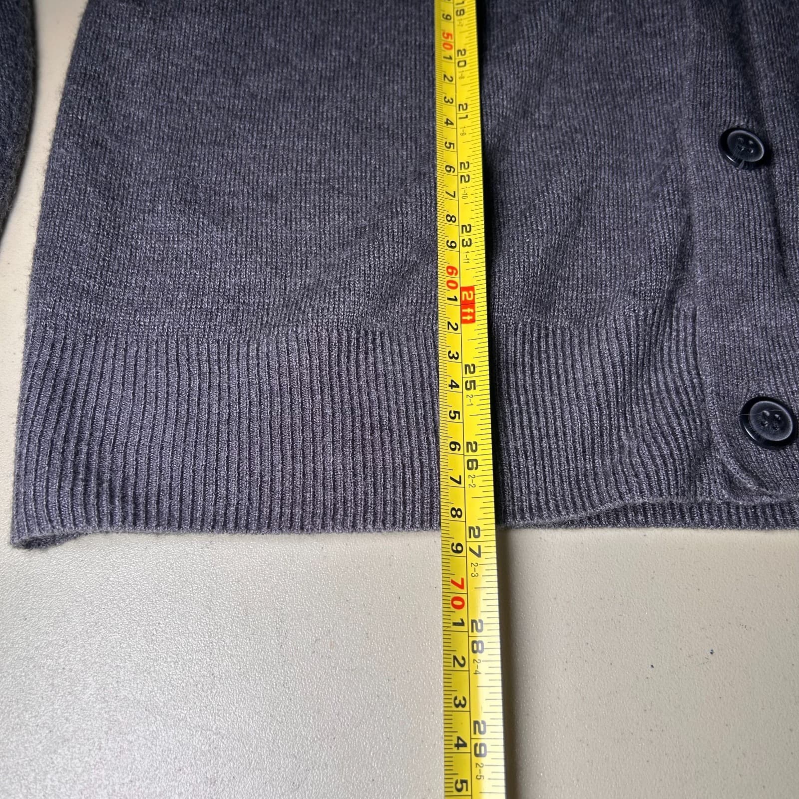 Oscar de la Renta Charcoal Gray Cardigan Grandpa Sweater Size L - Thumbnail 7