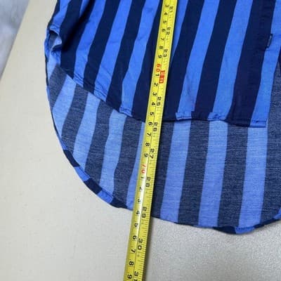 Maeve Anthropologie Breckenridge Blouse blue and navy striped button-down Medium - Thumbnail 7