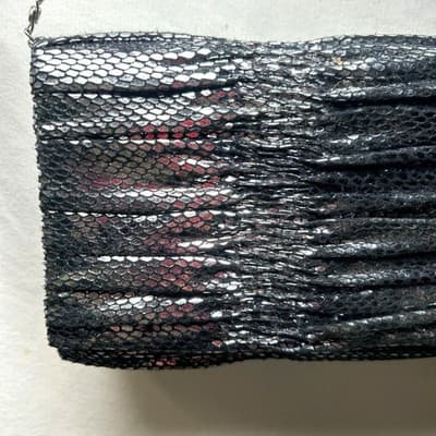 Vtg 90s Jessica McClintock black & silver faux snakeskin clutch shoulder bag - Thumbnail 3