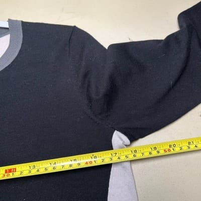 Lord & Taylor 100% Wool Black White Colorblock Sweater Medium - Thumbnail 9