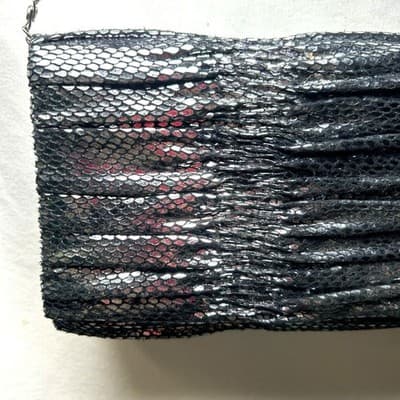 Jessica McClintock Silver Black Faux Snakeskin Clutch Purse - Thumbnail 2