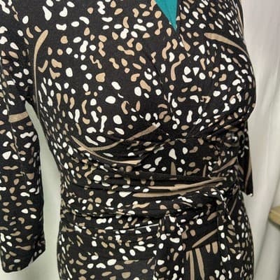 Banana Republic Issa Collection Animal Print Wrap Top Medium - Thumbnail 2