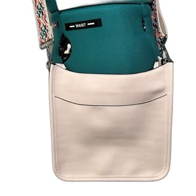 Coco & Carmen Cream Vegan Leather purse w/ embroidered adjustable strap - Thumbnail 2