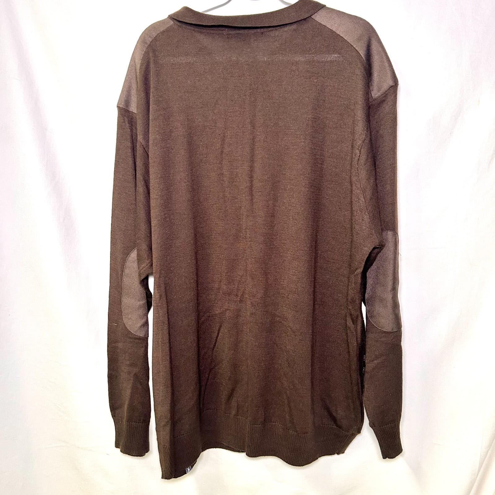 Vintage Stacy Adams brown collared 1/4 zip pullover sweater 4XL - Thumbnail 4