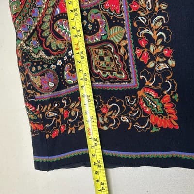 Zara Black Paisley Half-Wrap Festival Dress w/ Fringe Small - Thumbnail 8