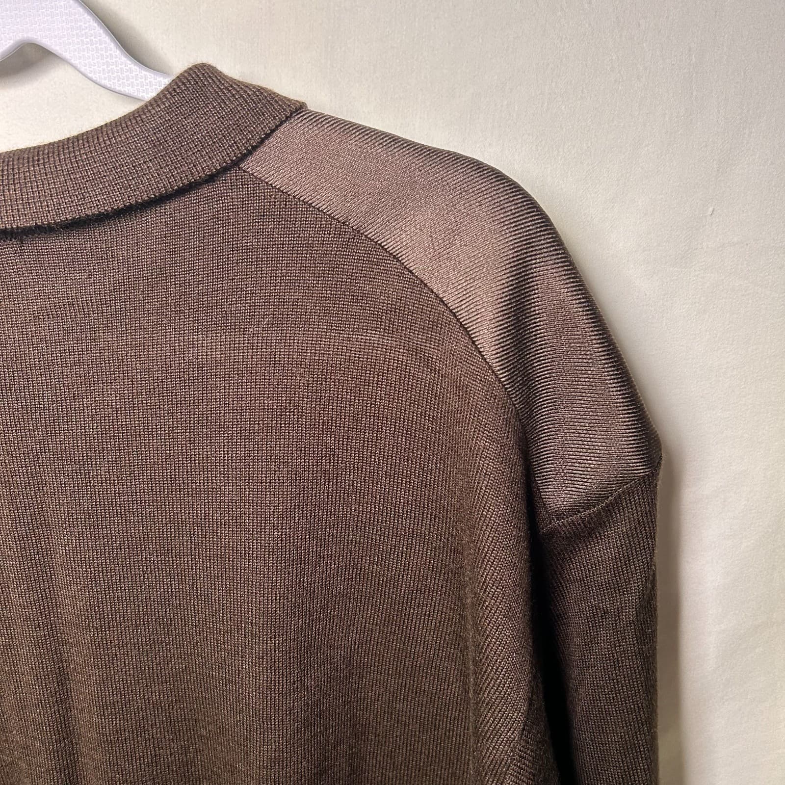 Vintage Stacy Adams brown collared 1/4 zip pullover sweater 4XL - Thumbnail 7