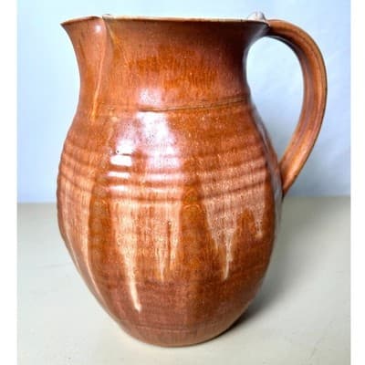 Vintage Stoneware Studio Pottery Pitcher 8"h - Thumbnail 2