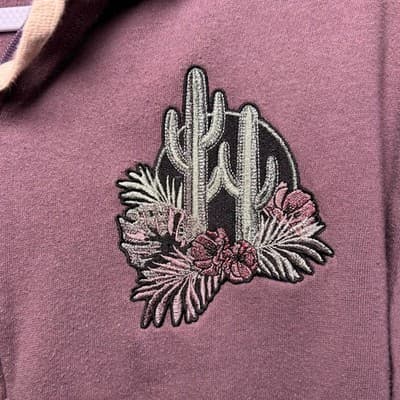 Victoria's Secret PINK small cropped full-zip mauve hoodie cactus patch sequins - Thumbnail 5