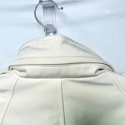 Kenneth Cole Reaction off-white belted moto jacket asymmetrical zip XS - Thumbnail 9