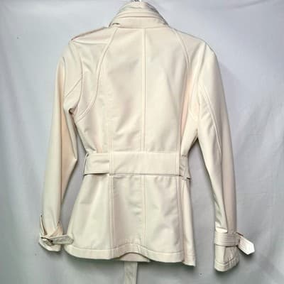 Kenneth Cole Reaction off-white belted moto jacket asymmetrical zip XS - Thumbnail 2