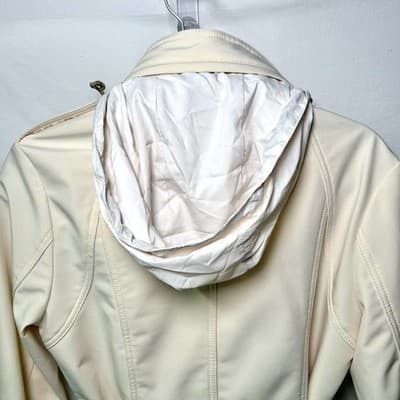 Kenneth Cole Reaction off-white belted moto jacket asymmetrical zip XS - Thumbnail 8