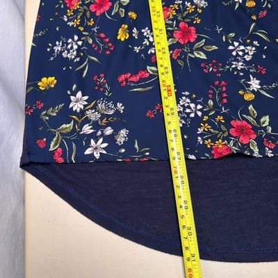 Papermoon 2X Navy Blue Floral Sleeveless Top - Thumbnail 6