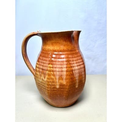 Vintage Stoneware Studio Pottery Pitcher 8"h - Thumbnail 4