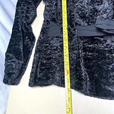 Earth Connected Woman black crushed velvet button-up belted blazer 22W - Thumbnail 7
