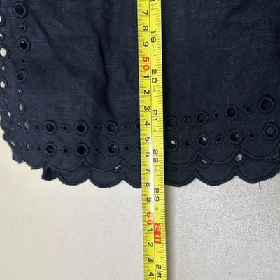 J.Crew black long-sleeve 100% linen top with eyelet neckline boho XS - Thumbnail 8