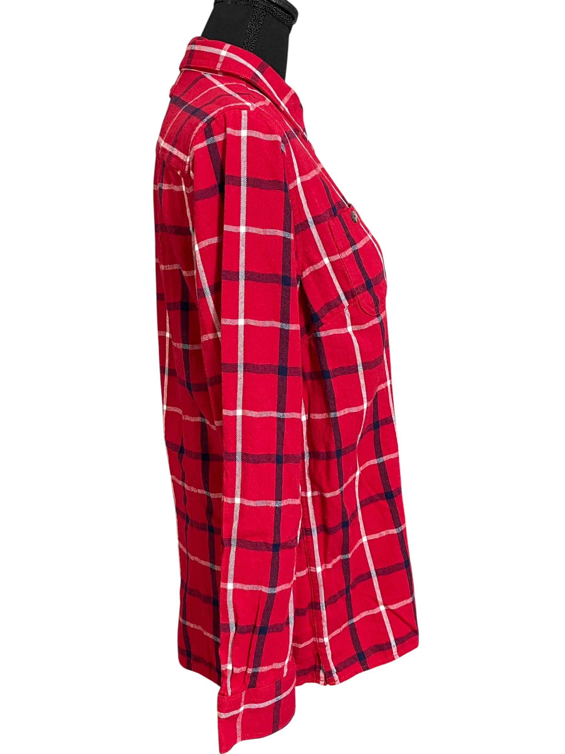Duluth Reading Co Men’s Red Plaid Flannel Button Down Shirt - Thumbnail 3