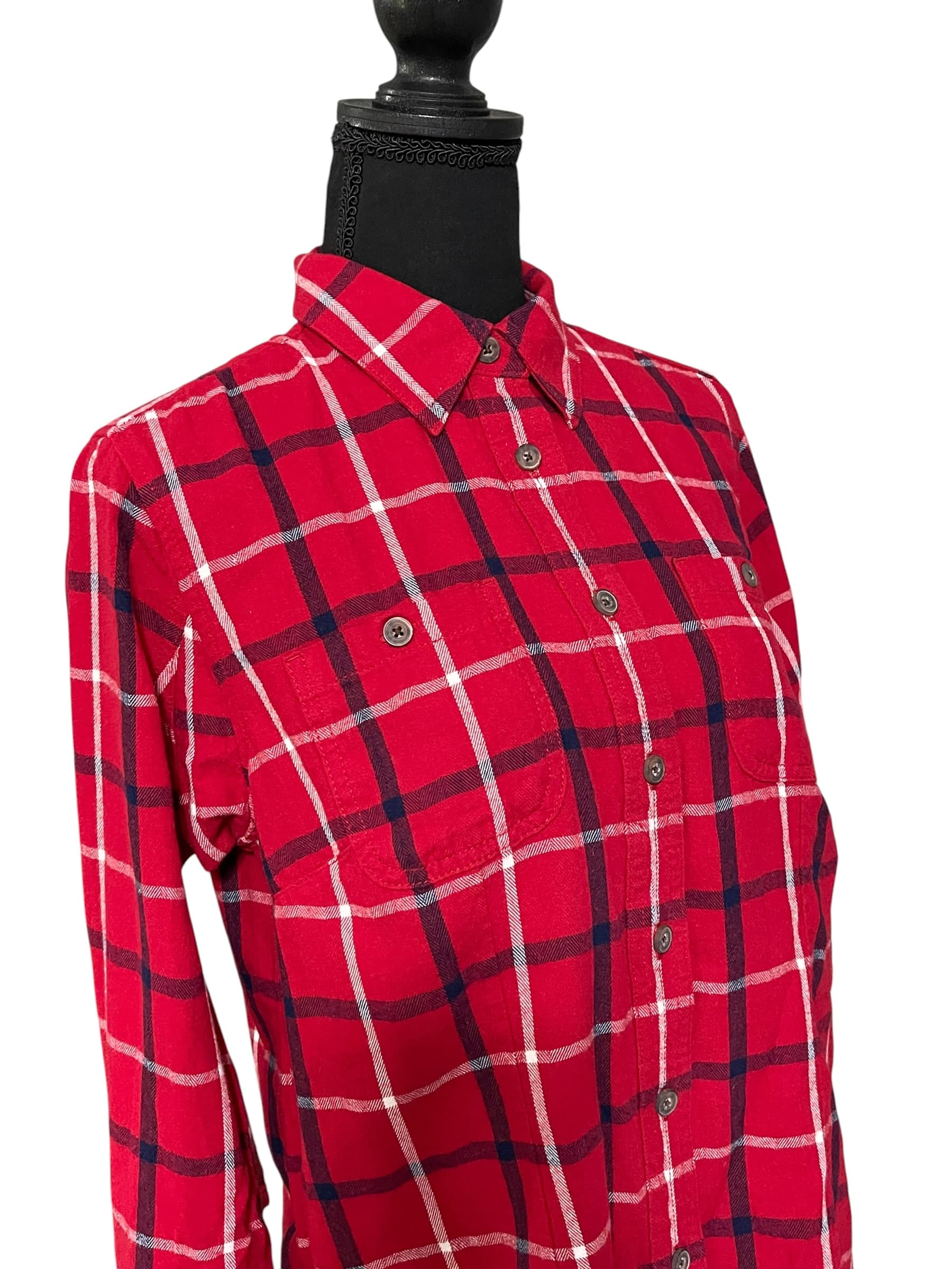Duluth Reading Co Men’s Red Plaid Flannel Button Down Shirt - Thumbnail 5
