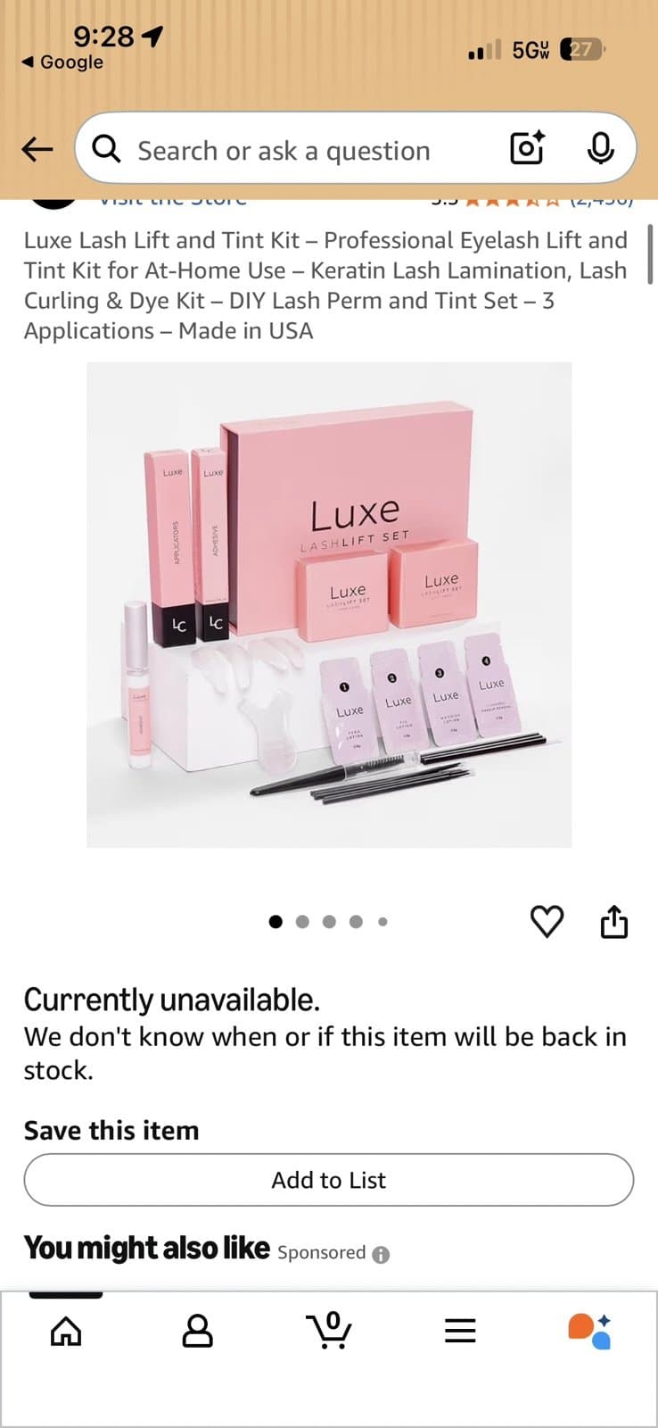 Luxe lash lift kit