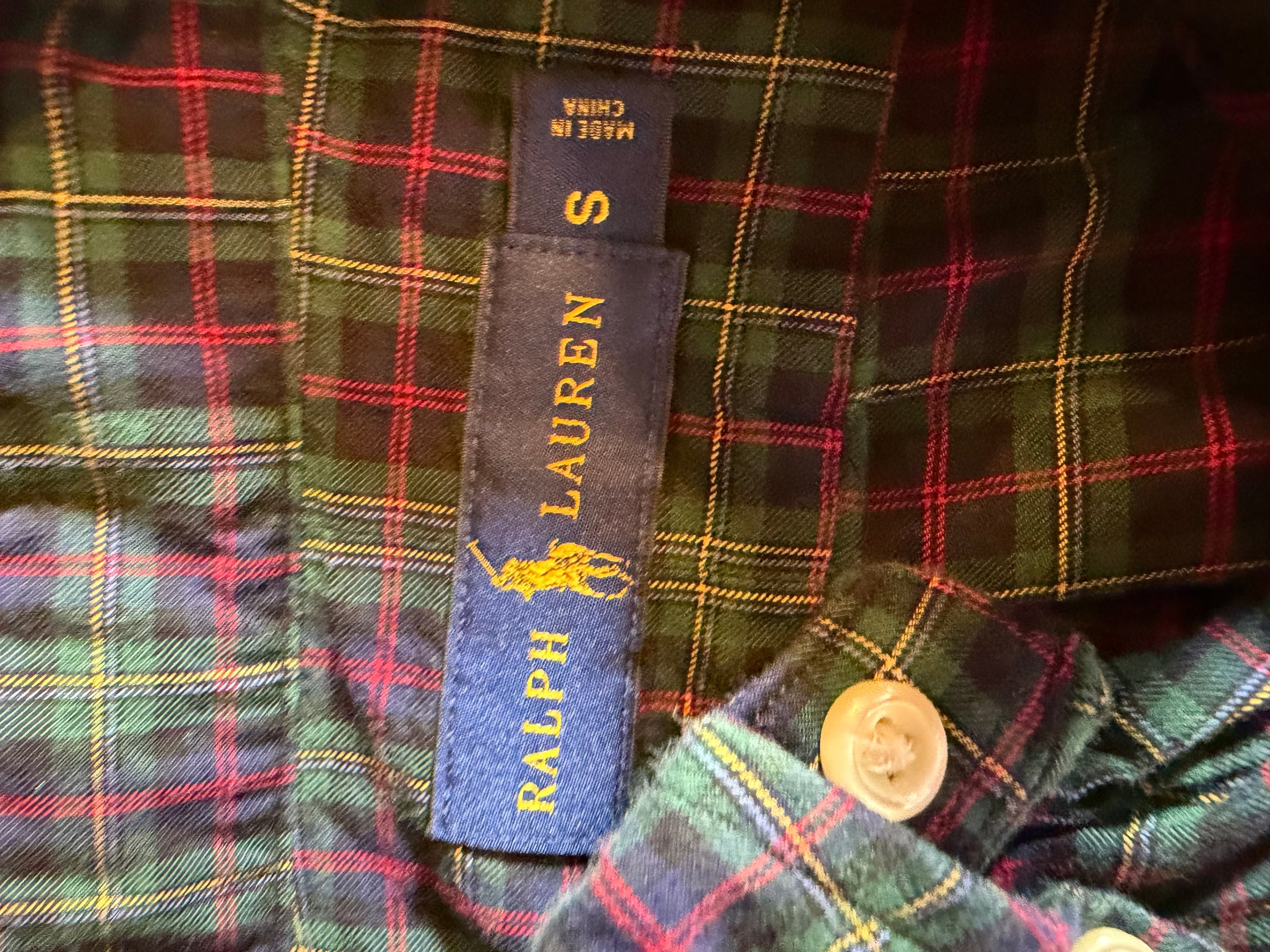 Ralph Lauren Plaid Tartan LS Button Down Shirt Mens Sz S Navy - Thumbnail 3