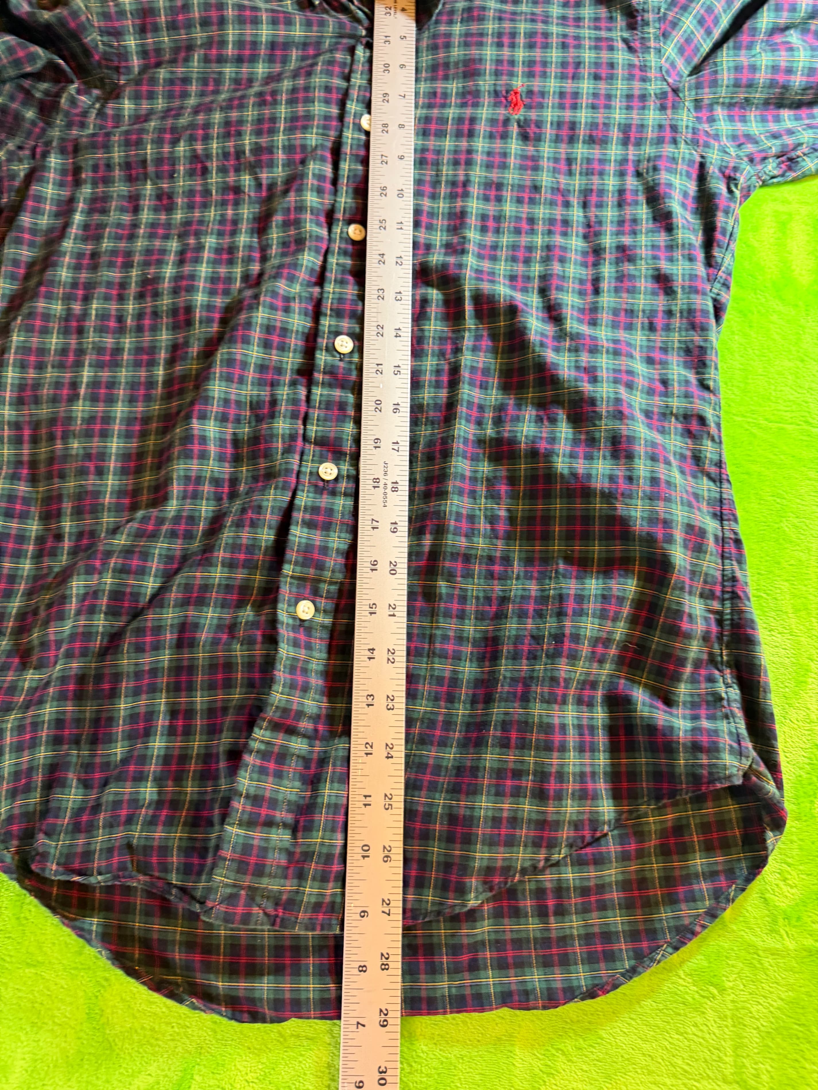 Ralph Lauren Plaid Tartan LS Button Down Shirt Mens Sz S Navy - Thumbnail 6