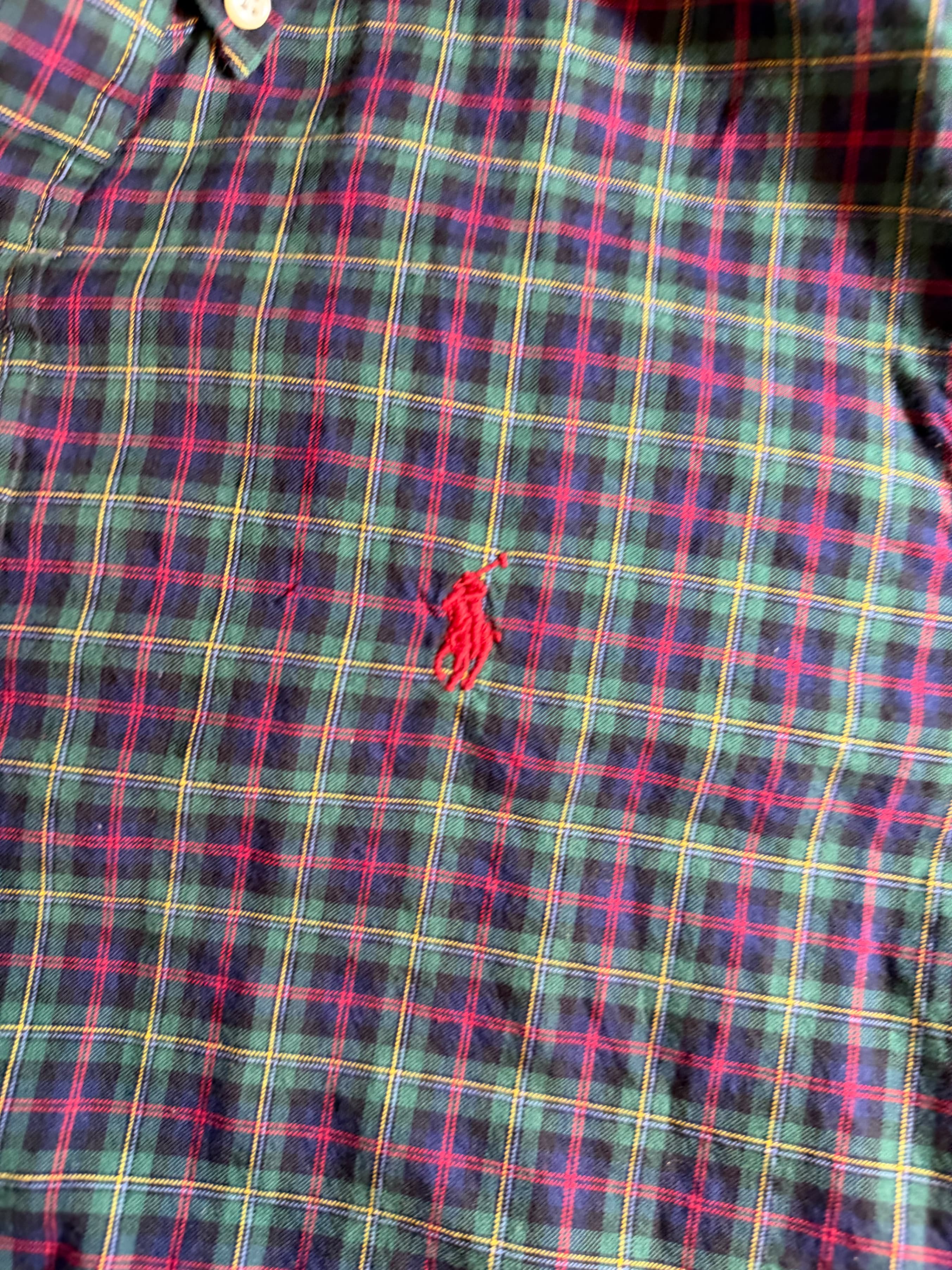Ralph Lauren Plaid Tartan LS Button Down Shirt Mens Sz S Navy - Thumbnail 4