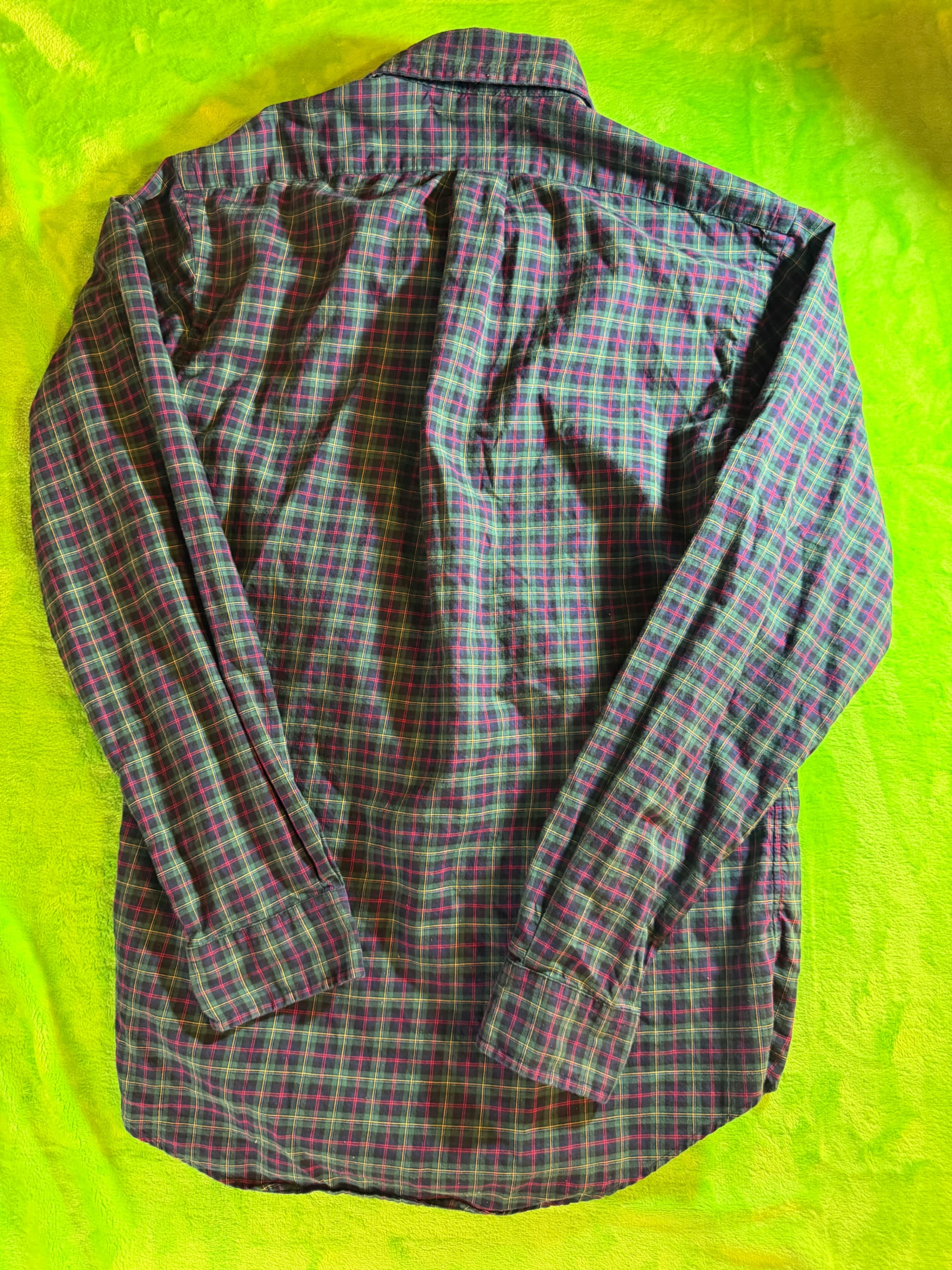 Ralph Lauren Plaid Tartan LS Button Down Shirt Mens Sz S Navy - Thumbnail 2