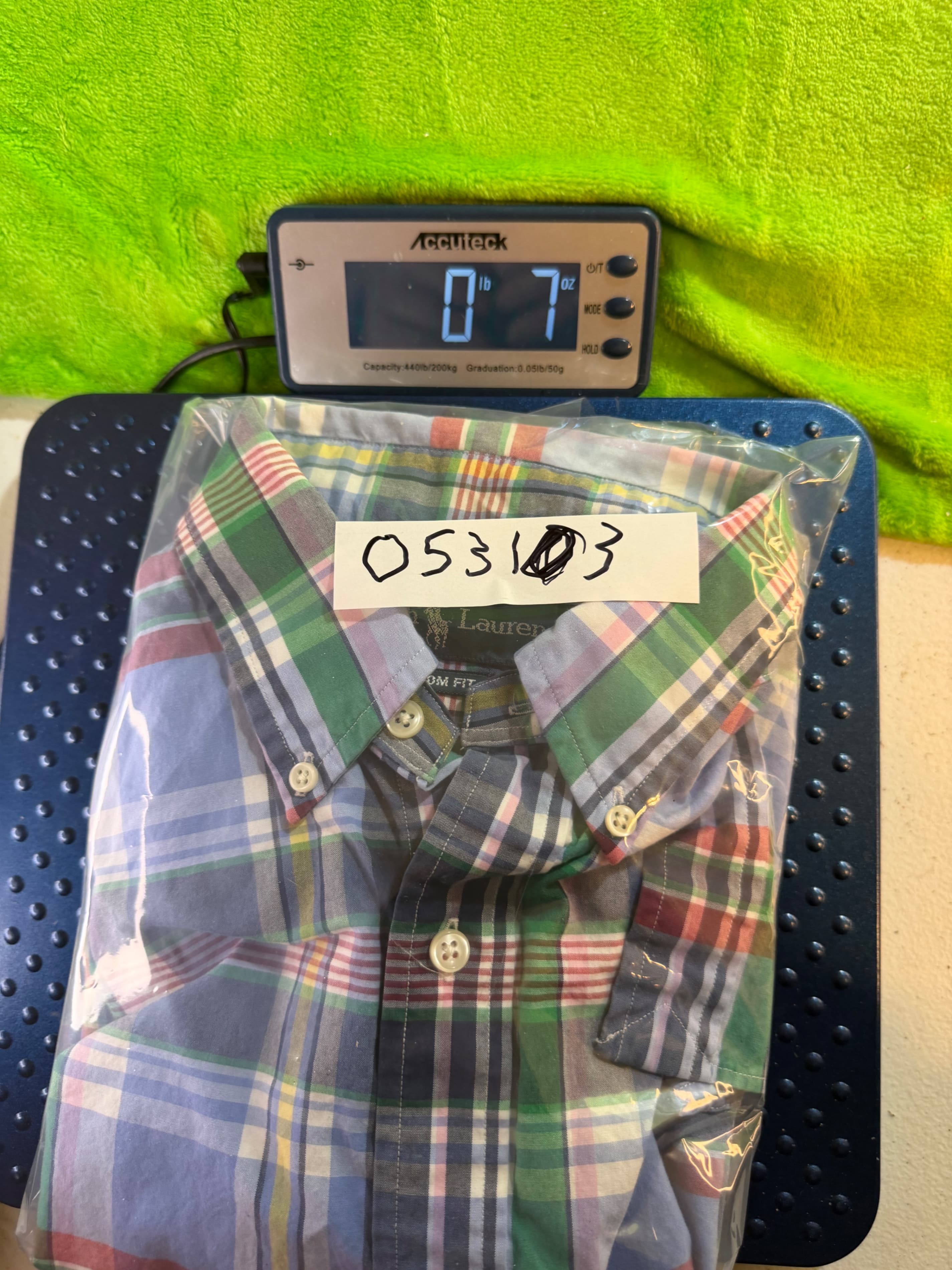 Ralph Lauren Custom Fit Madras Plaid LS Shirt Mens Sz S Blue - Thumbnail 7
