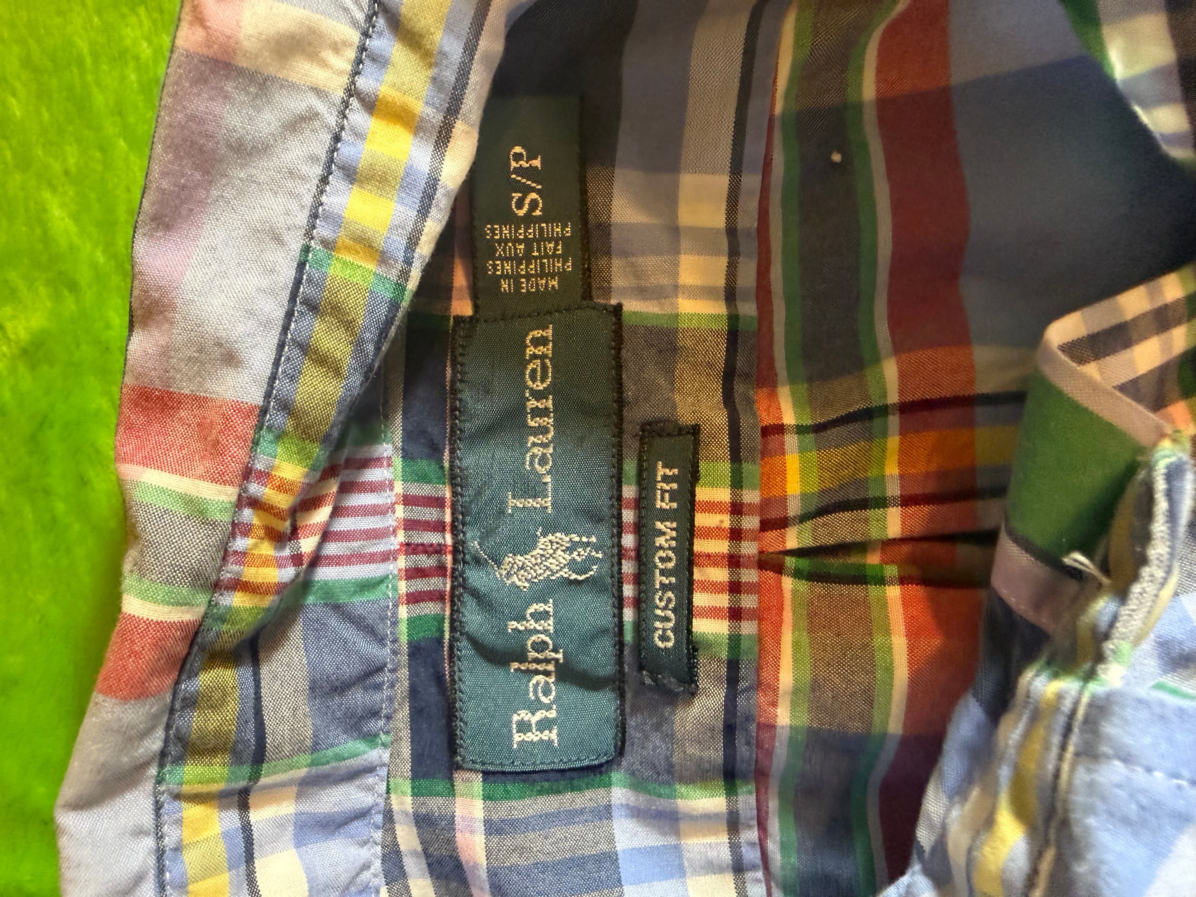 Ralph Lauren Custom Fit Madras Plaid LS Shirt Mens Sz S Blue - Thumbnail 3