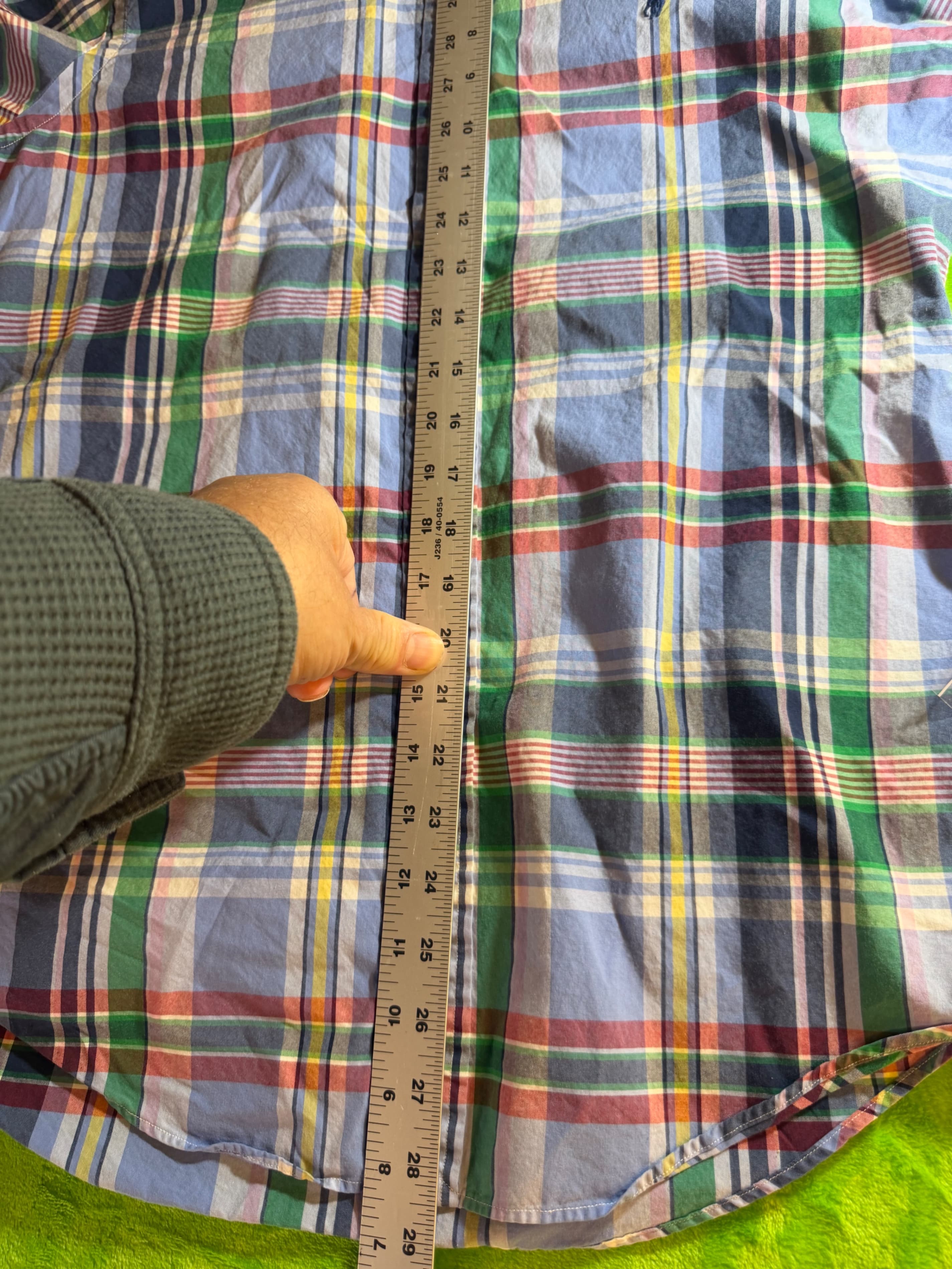 Ralph Lauren Custom Fit Madras Plaid LS Shirt Mens Sz S Blue - Thumbnail 6