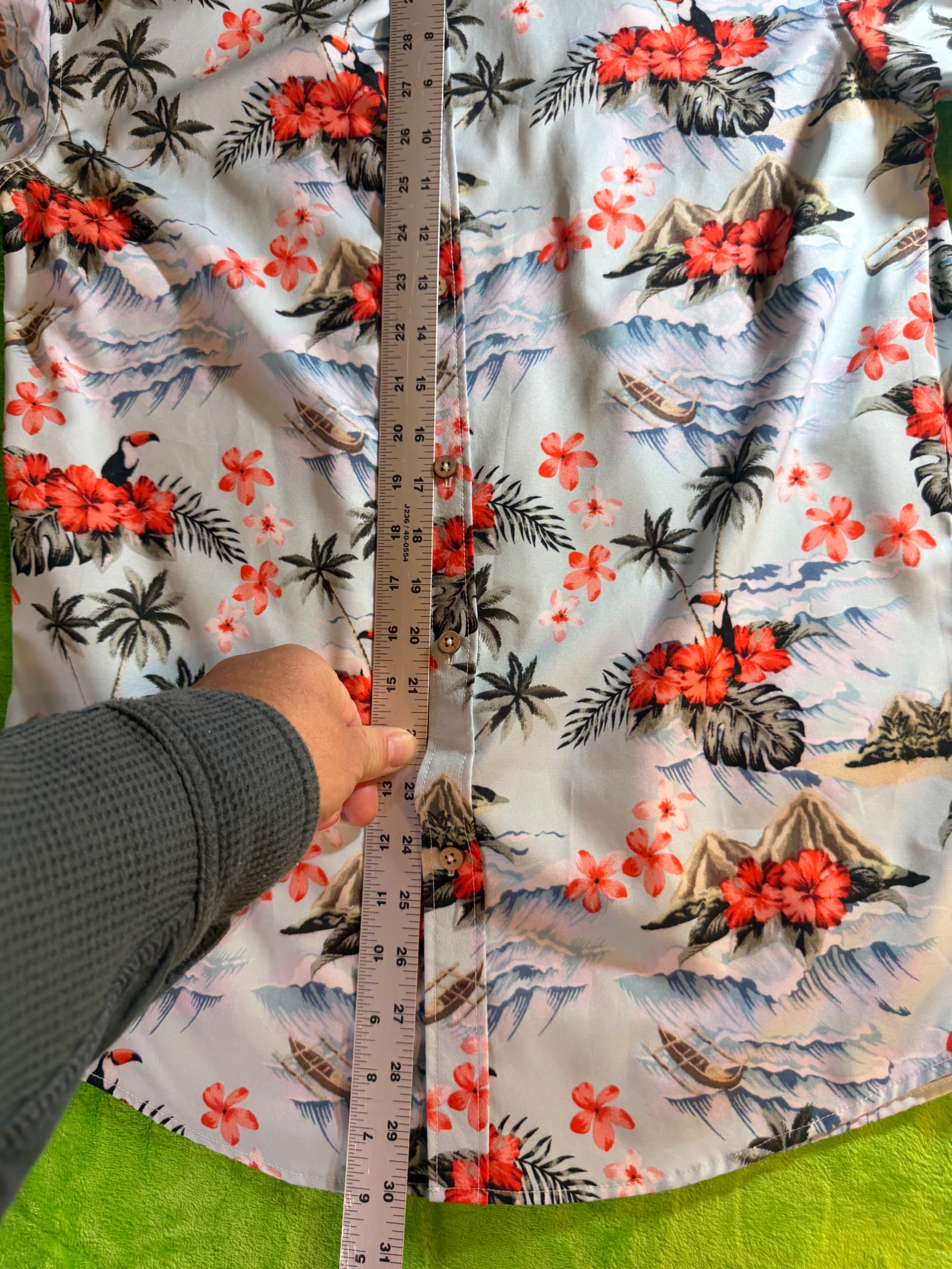 Four Way Stretch Tropical Hawaiian SS Shirt Mens Sz S Toucan Floral - Thumbnail 5