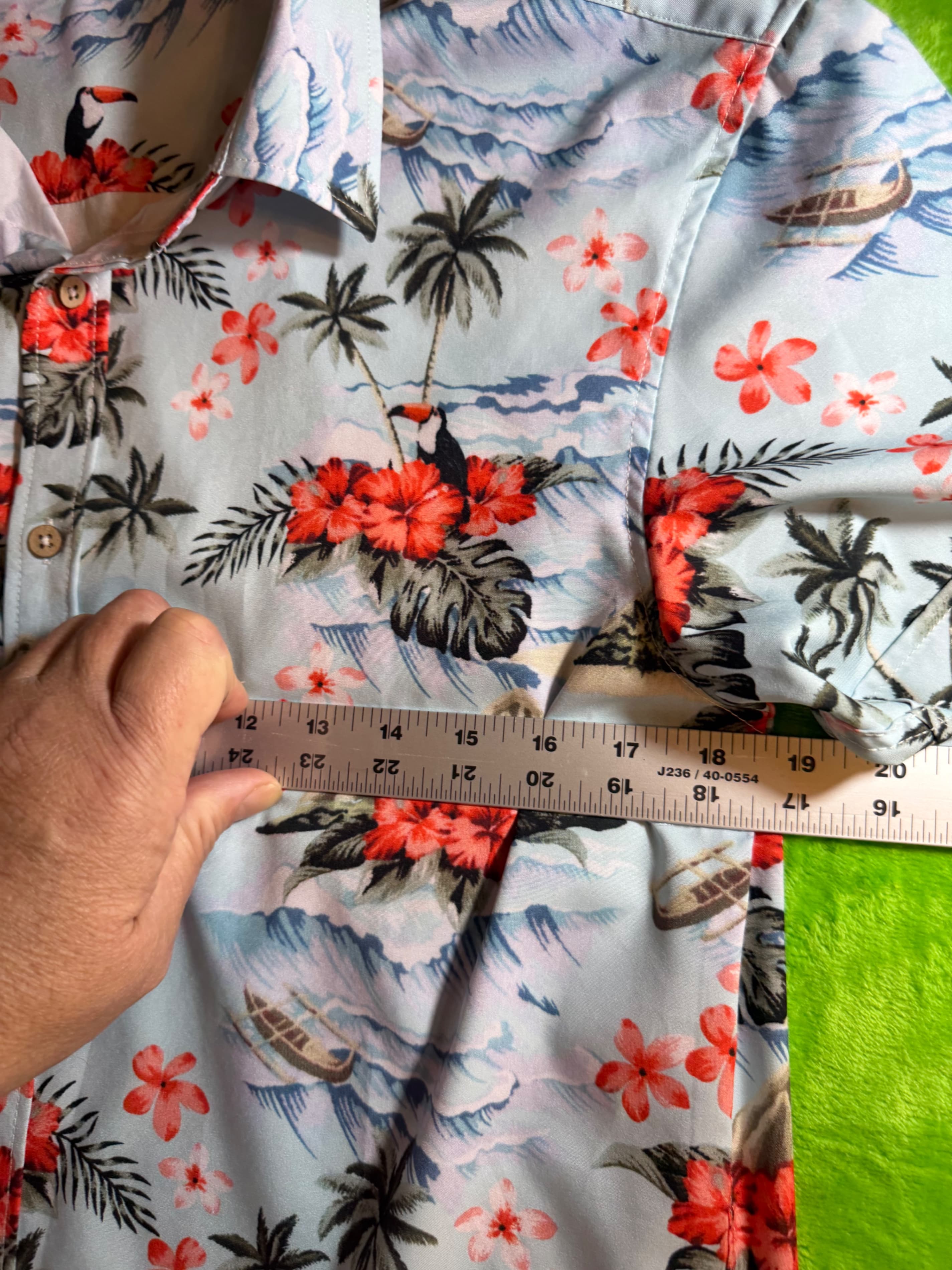 Four Way Stretch Tropical Hawaiian SS Shirt Mens Sz S Toucan Floral - Thumbnail 4