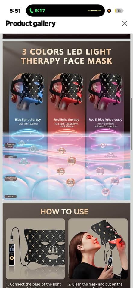 LED Phototherapy Mask with Remote Control - Thumbnail 3