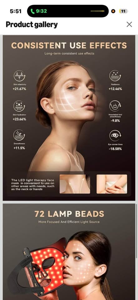 LED Phototherapy Mask with Remote Control - Thumbnail 5