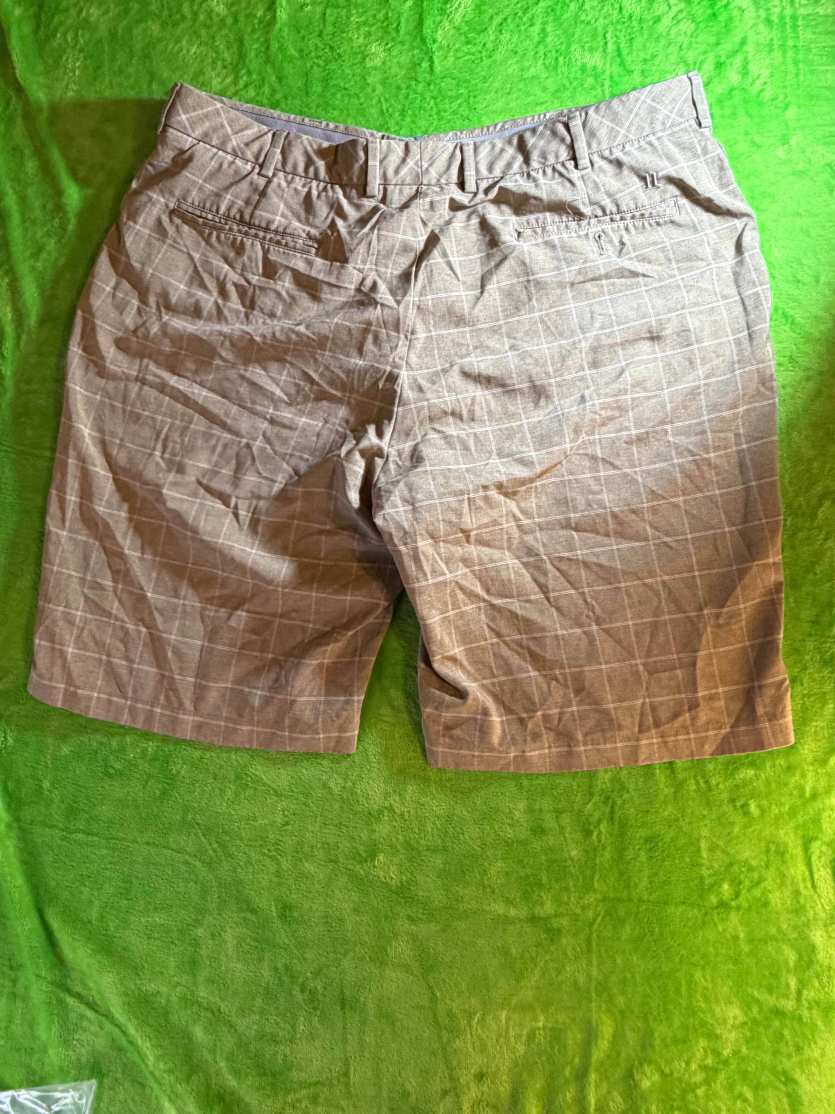 Walter Hagen Windowpane Plaid Golf Shorts Mens Sz 40 Tan - Thumbnail 2