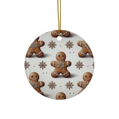 Gingerbread Pattern Ceramic Ornament
