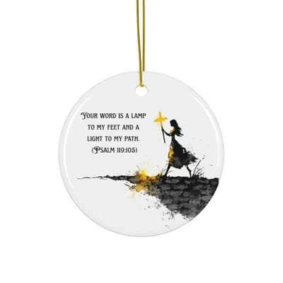 Psalm 119:105 Scripture Ornament ceramic ornament | Christian Christmas decor
