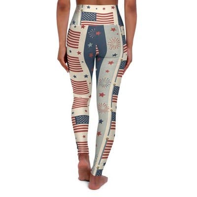 American Flag Fireworks Leggings | High Waisted Yoga Leggings - Thumbnail 2