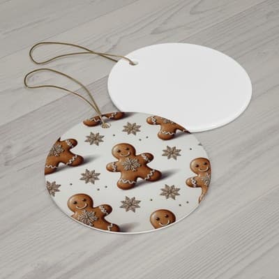 Gingerbread Pattern Ceramic Ornament - Thumbnail 2
