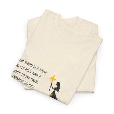 Girl Cross Tee | Psalm 119:105 Scripture Shirt Christian Gift Motivational Shirt - Thumbnail 5